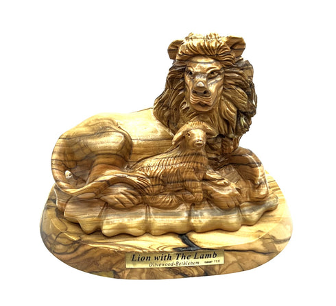 The Lion & The Lamp Olive Wood Statue (Small)